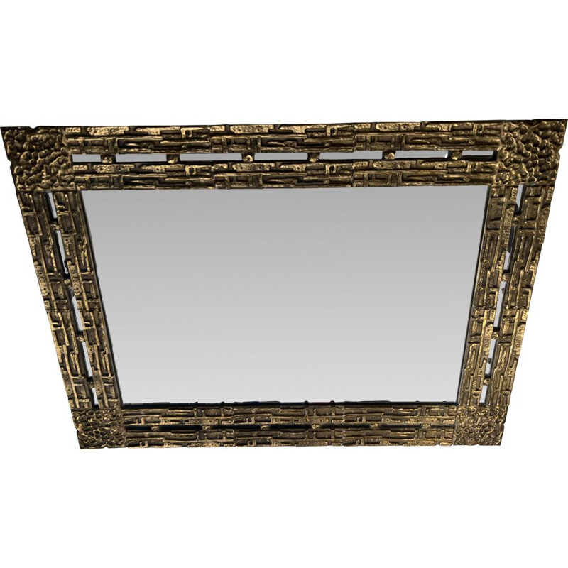 Vintage gilt bronze mirror by Luciano Frigerio, Italy 1970