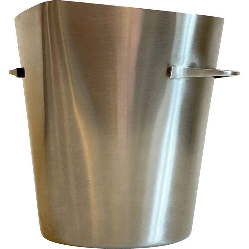 Vintage brushed stainless steel champagne bucket by Letang Remy, France 1970