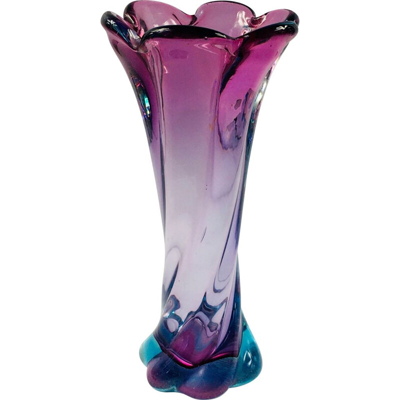 Vase vintage en verre de Murano torsadé, 1960