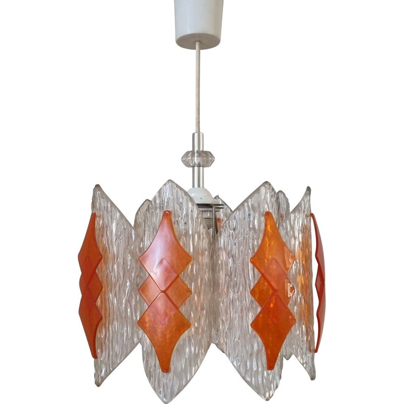 Mid century glass pendant lamp, Germany 1970