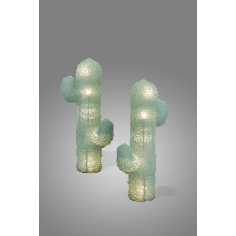 Pair of "Cactus" floor lamps in green Murano glass - 1970s