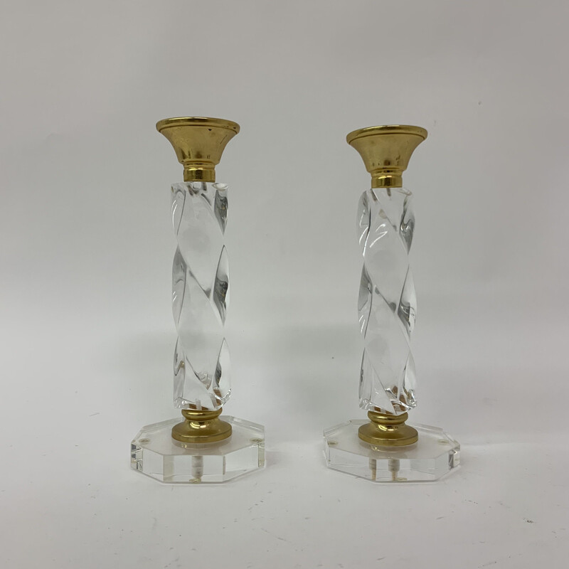 Paar vintage gedraaide lucite kandelaars, 1970