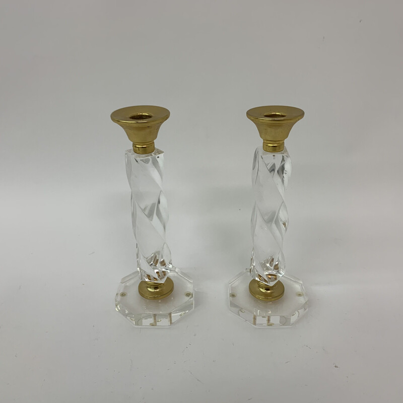 Paar vintage gedraaide lucite kandelaars, 1970