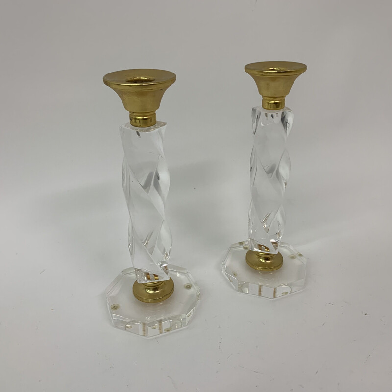 Paar vintage gedraaide lucite kandelaars, 1970