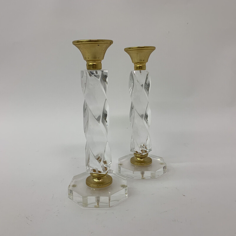 Ein Paar Vintage-Kerzenhalter aus gedrehtem Luzit, 1970