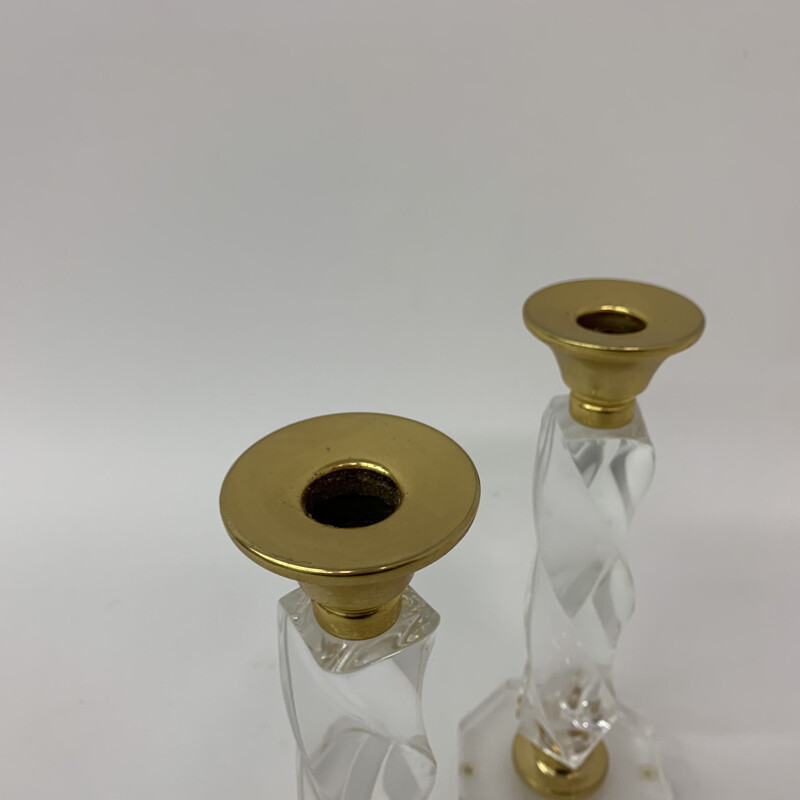 Pair of vintage twisted lucite candlesticks, 1970