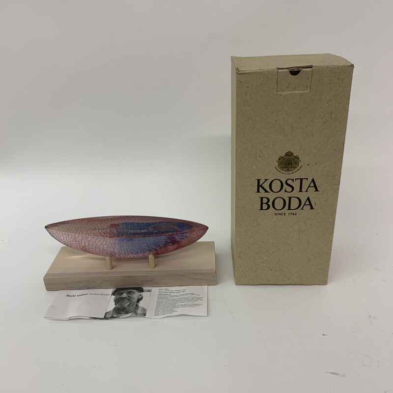 Limited edition vintage boat by Bertil Vallien for Kosta Boda, 1990