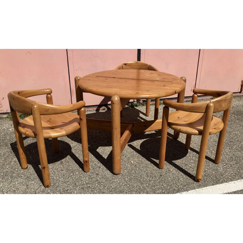 Vintage pine dining set by Rainer Daumiller, Denmark 1960