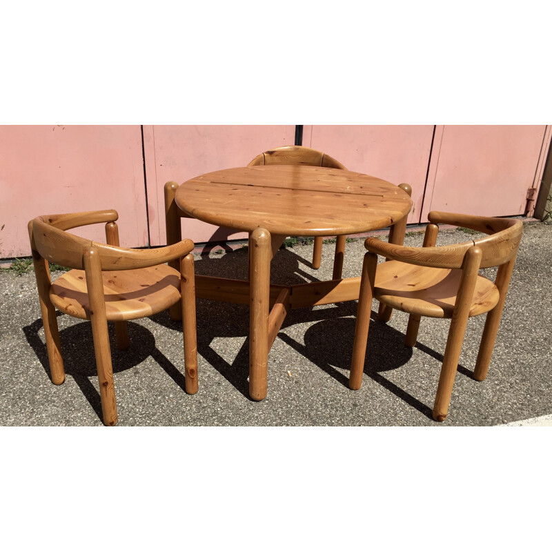 Vintage pine dining set by Rainer Daumiller, Denmark 1960