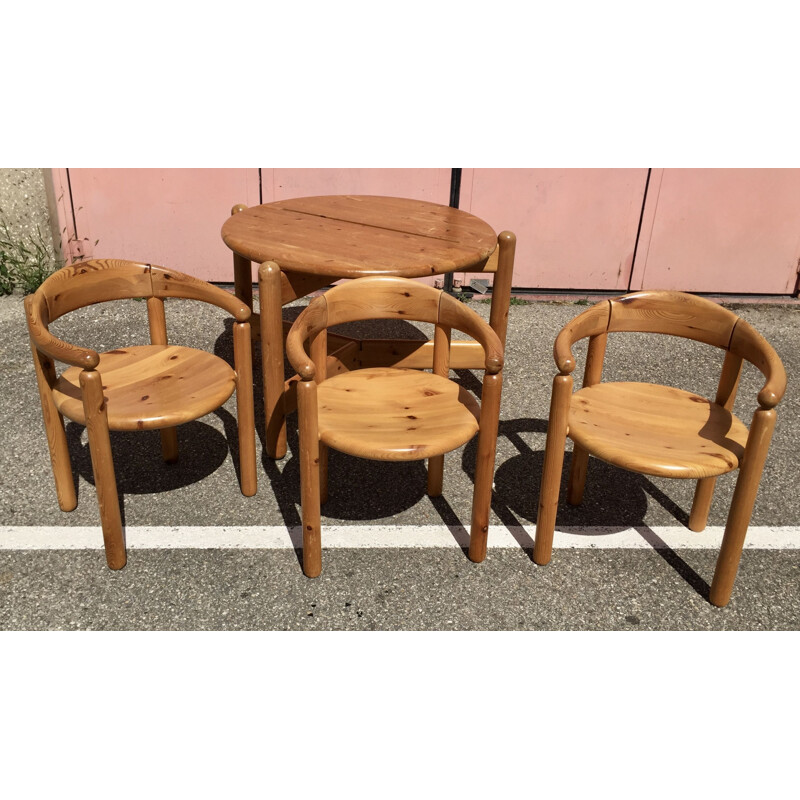 Vintage pine dining set by Rainer Daumiller, Denmark 1960