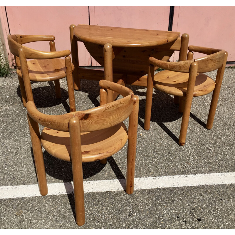 Vintage pine dining set by Rainer Daumiller, Denmark 1960