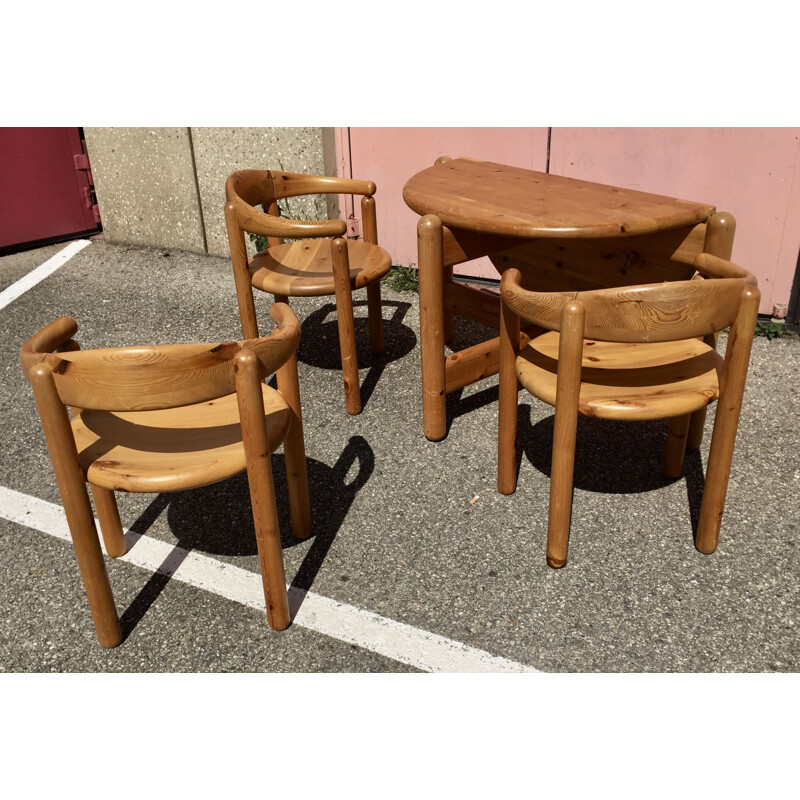 Vintage pine dining set by Rainer Daumiller, Denmark 1960