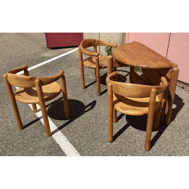 Vintage pine dining set by Rainer Daumiller, Denmark 1960