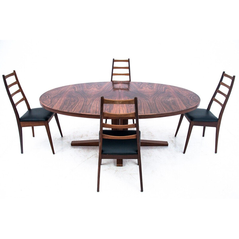 Vintage rosewood oval dining set by John Mortensen for Heltborg Møbler, Denmark 1960s