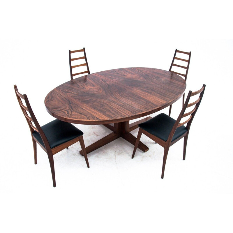 Vintage rosewood oval dining set by John Mortensen for Heltborg Møbler, Denmark 1960s