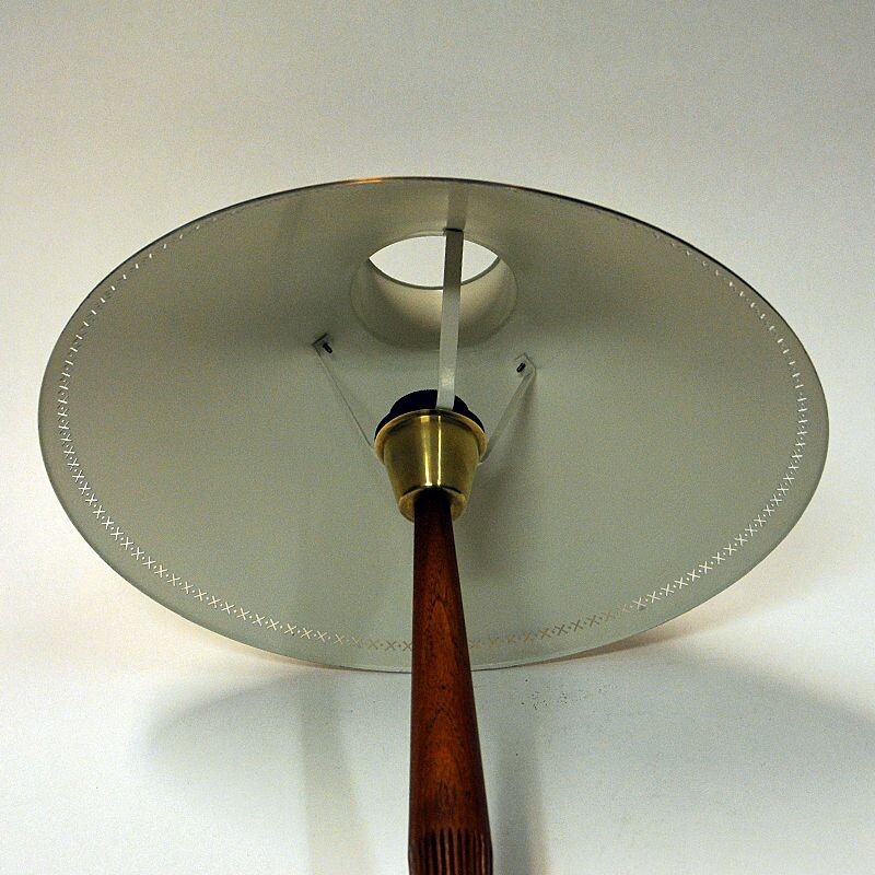 Lampe de table vintage en teck et laiton par Hans Bergström pour Asea, Suède 1940