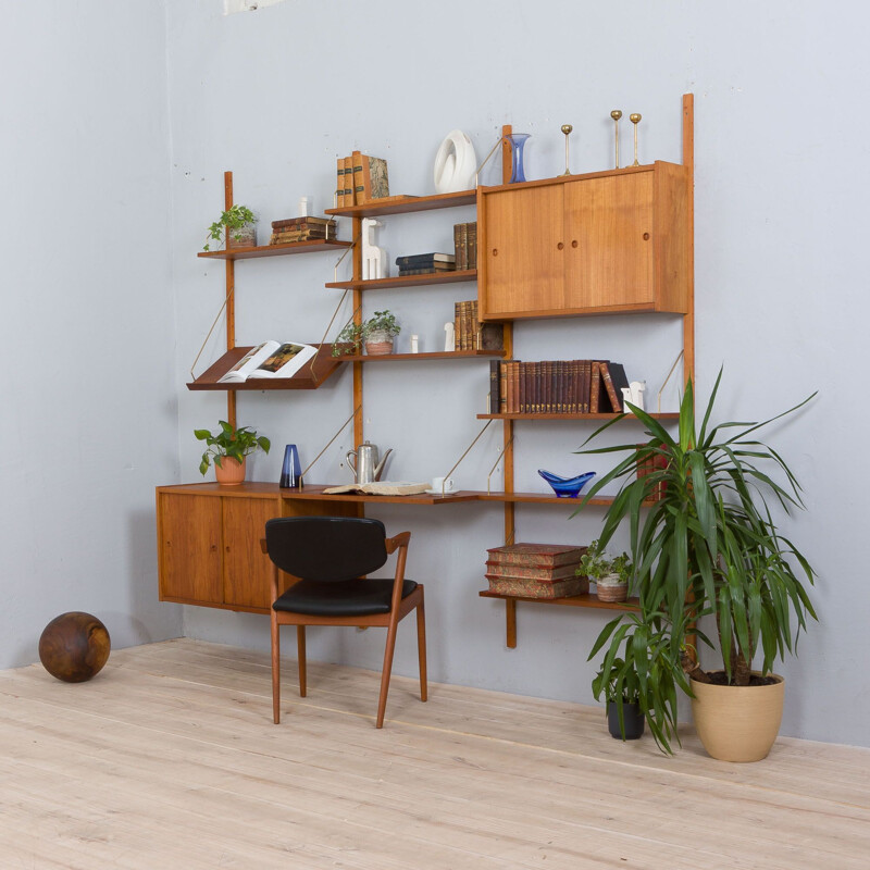 Vintage modular teak wall unit by Ps Sorensen Cadovius, Denmark 1960s