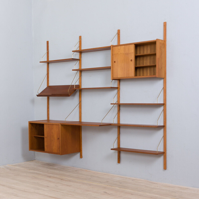 Vintage modular teak wall unit by Ps Sorensen Cadovius, Denmark 1960s