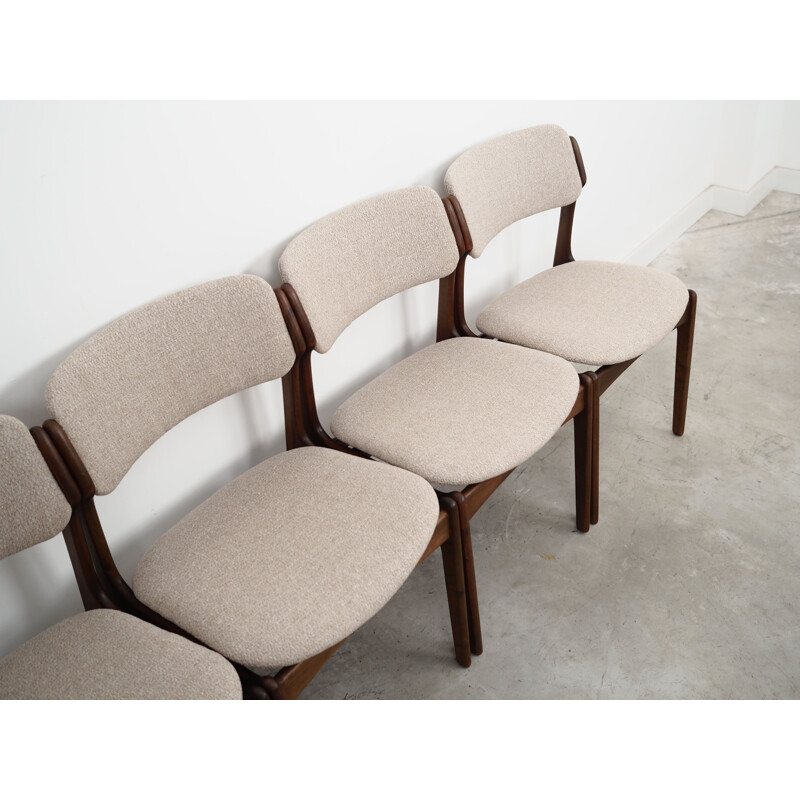 Set of 4 vintage walnut chairs by Erik Buch, 1960s
