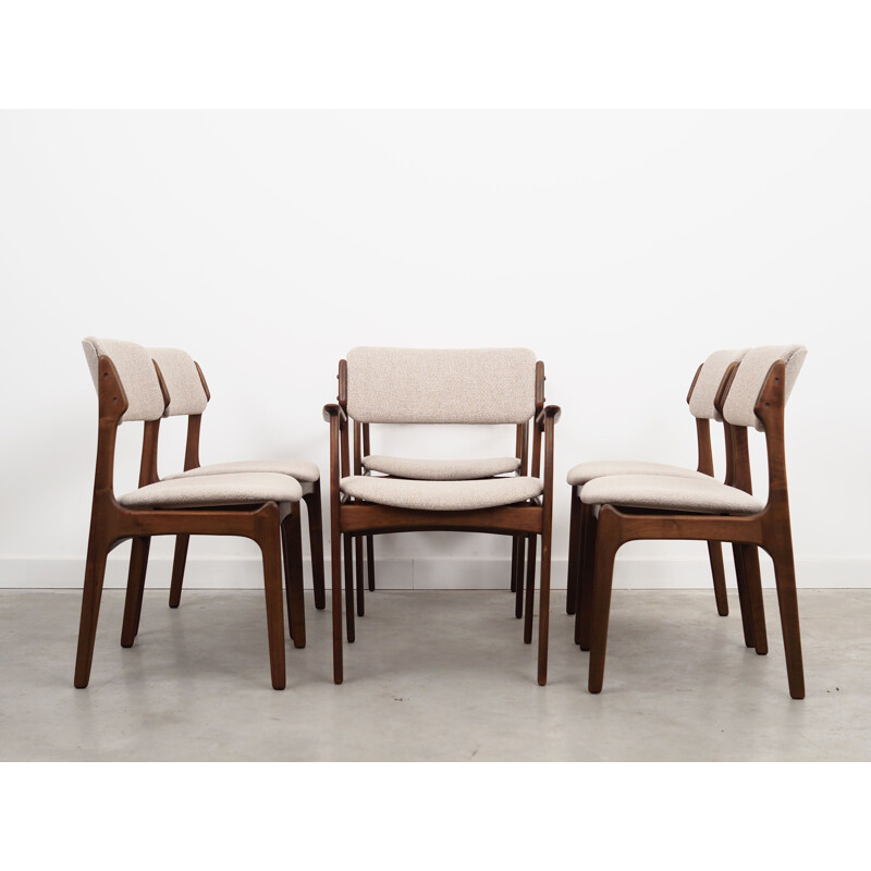 Set of 4 vintage walnut chairs by Erik Buch, 1960s