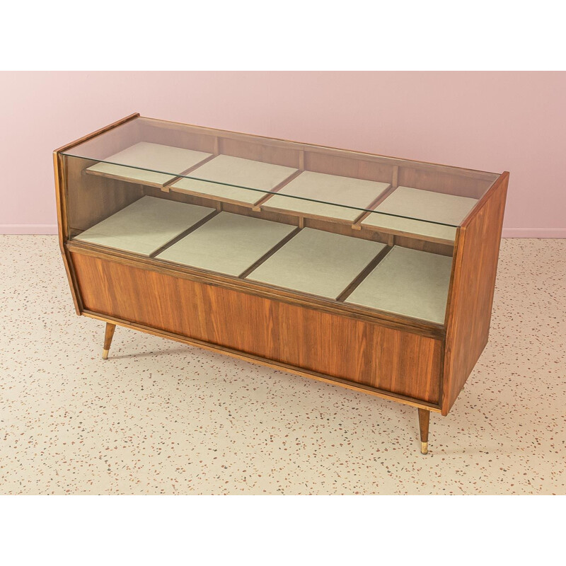 Vintage walnut display cabinet, Germany 1950s