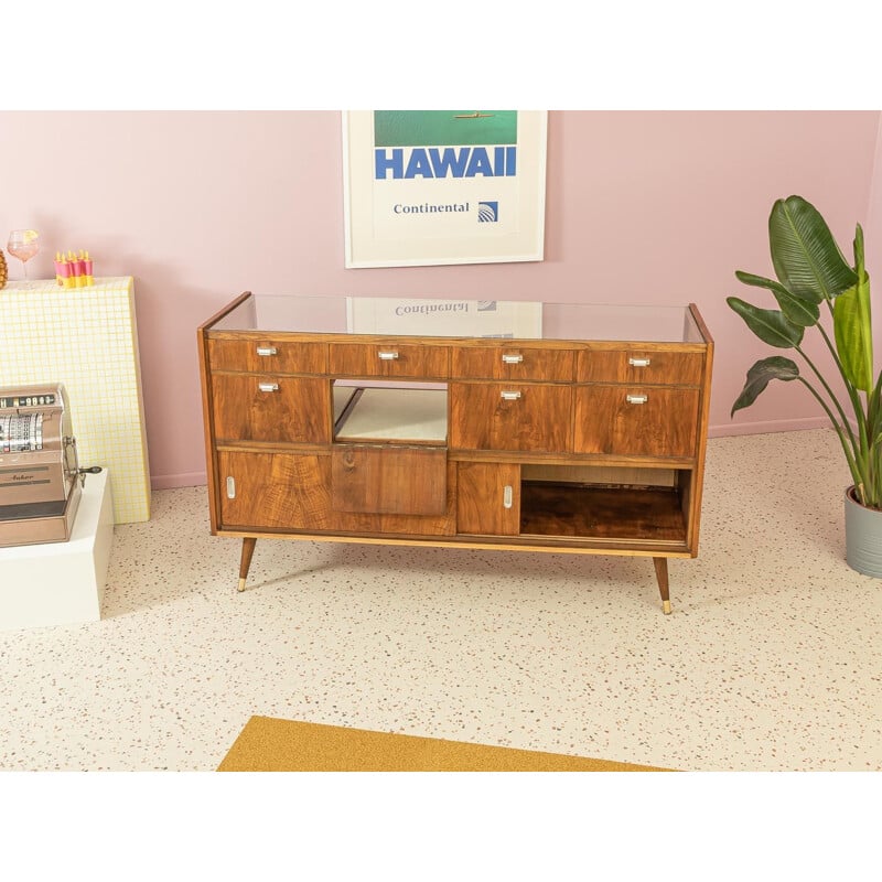 Vintage walnut display cabinet, Germany 1950s