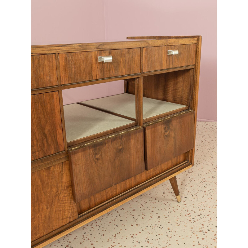 Vintage walnut display cabinet, Germany 1950s