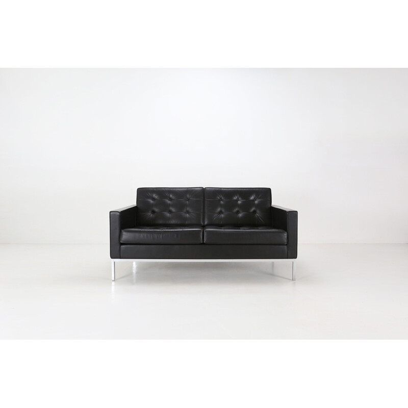 Vintage sofa "Sabrina" in black leather by Knoll International