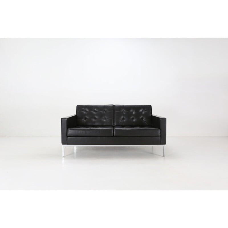 Vintage sofa "Sabrina" in black leather by Knoll International