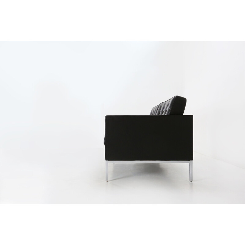 Canapé vintage "Sabrina" en cuir noir par Knoll International