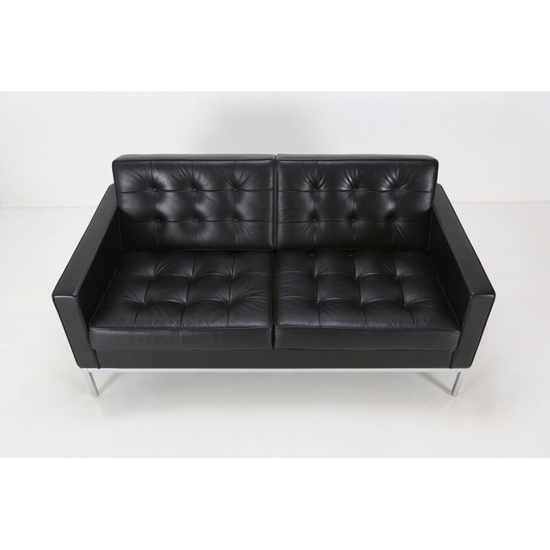 Vintage sofa "Sabrina" in black leather by Knoll International