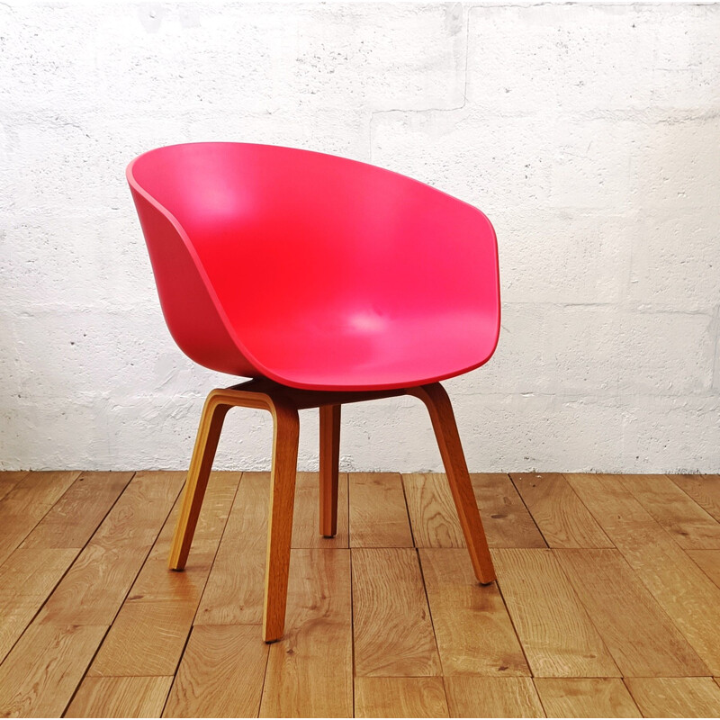 Vintage plastic and wood chair by Hay