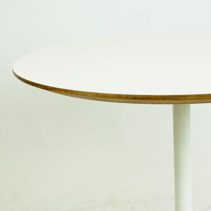 Mesa con pedestal blanca vintage de George Nelson para Herman Miller, EE.UU. 1960