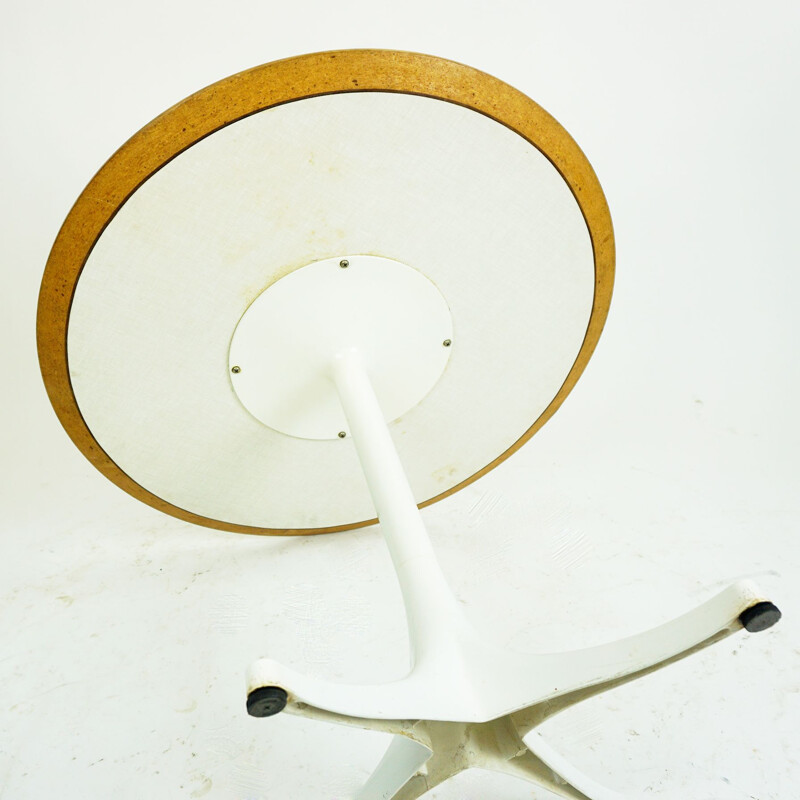 Mesa con pedestal blanca vintage de George Nelson para Herman Miller, EE.UU. 1960