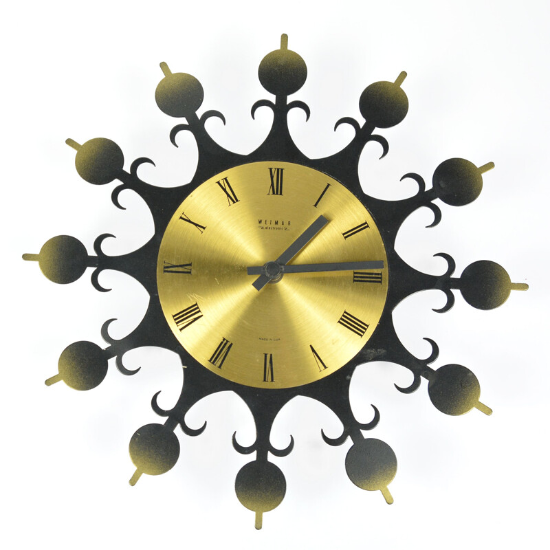 Mid-century hanging clock by Weimar, Germany 1970s