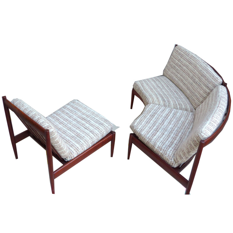 Set of Scandinavian 2 seater sofa and armchair - 1960s