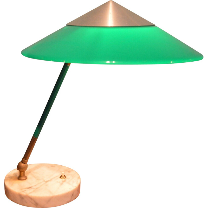 Italian Stilux table lamp in green perspex and marble - 1960s
