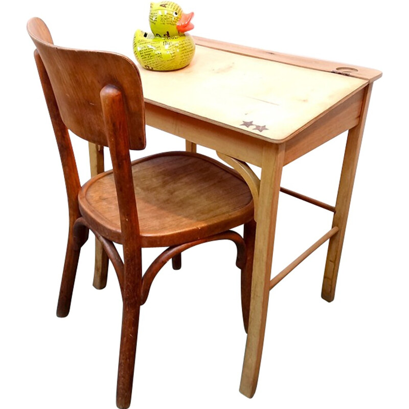 Mid century child desk with its chair - 1950s