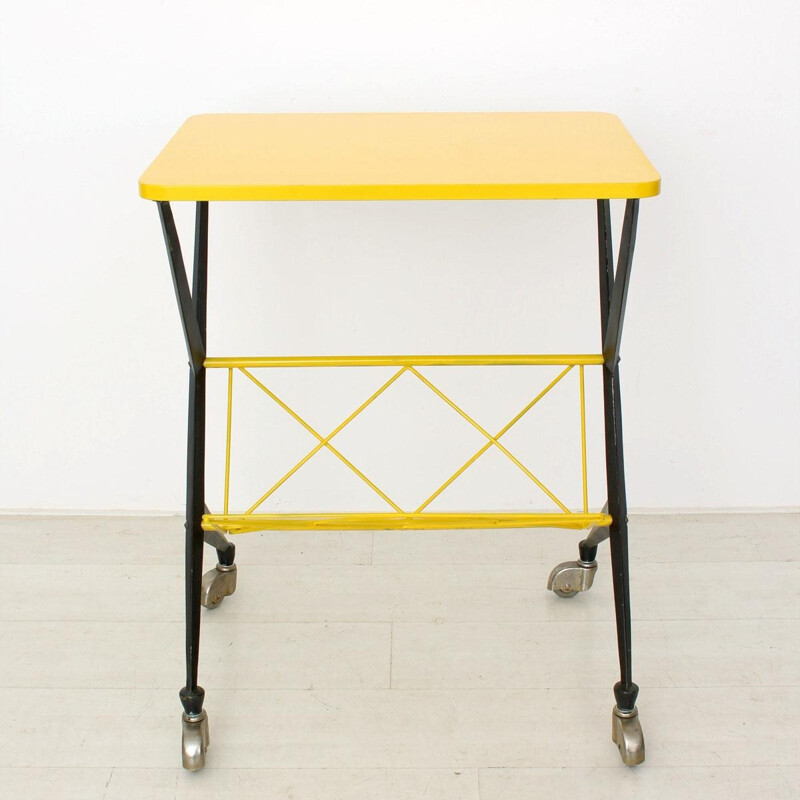 Vintage Yellow Serving Trolley - 1950s