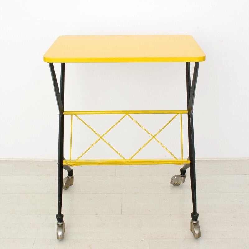 Vintage Yellow Serving Trolley - 1950s