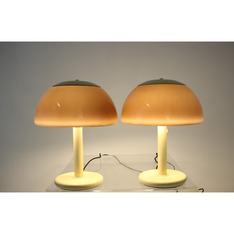 Pair of vintage table lamps Mushroom by Harvey Guzzini, Italy 1960s