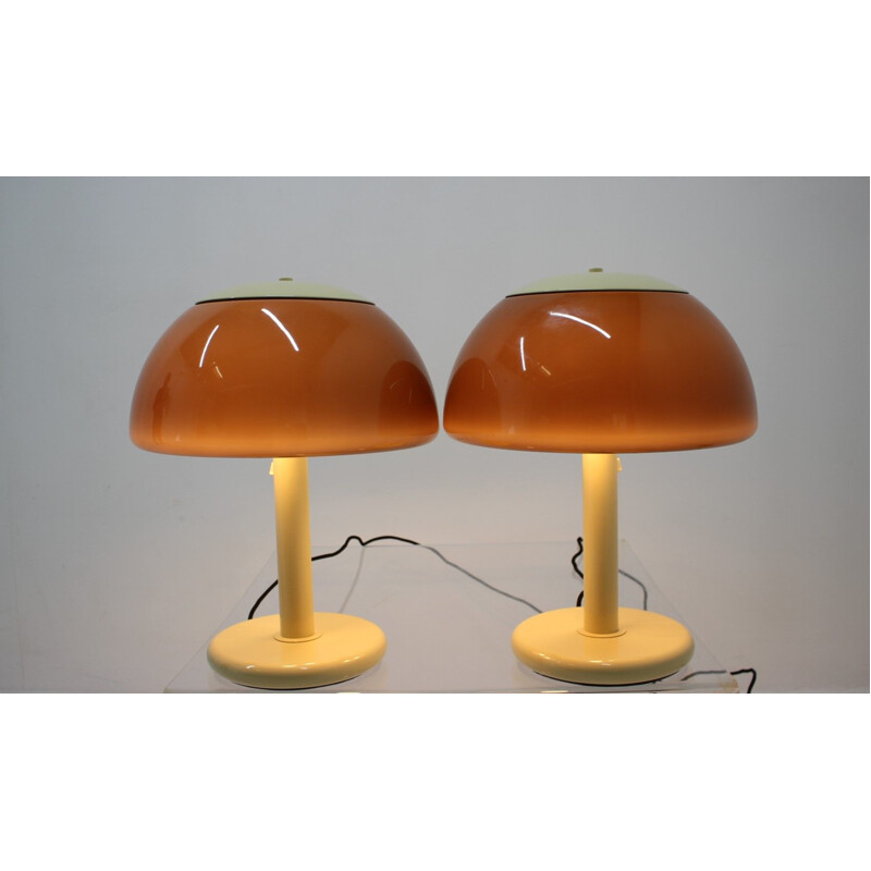 Pair of vintage table lamps Mushroom by Harvey Guzzini, Italy 1960s