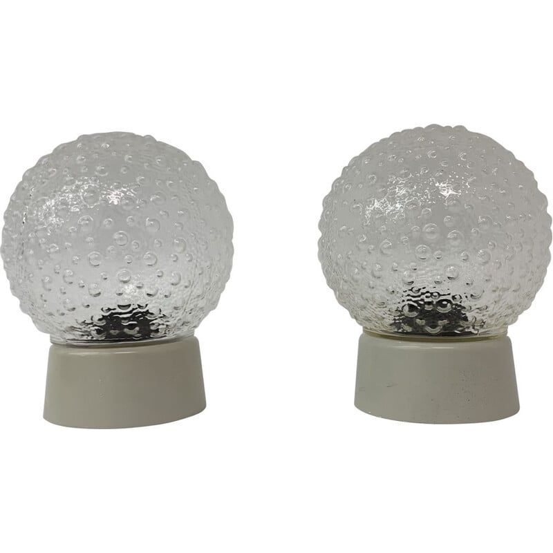 Pair of vintage ceiling lamps in bubble, 1970s