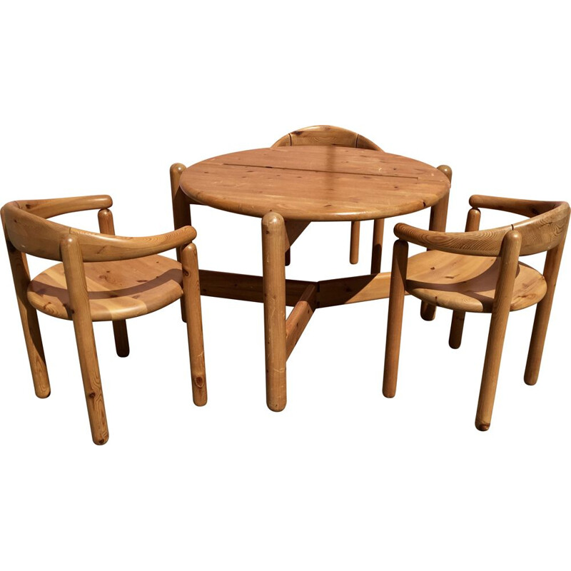 Vintage pine dining set by Rainer Daumiller, Denmark 1960