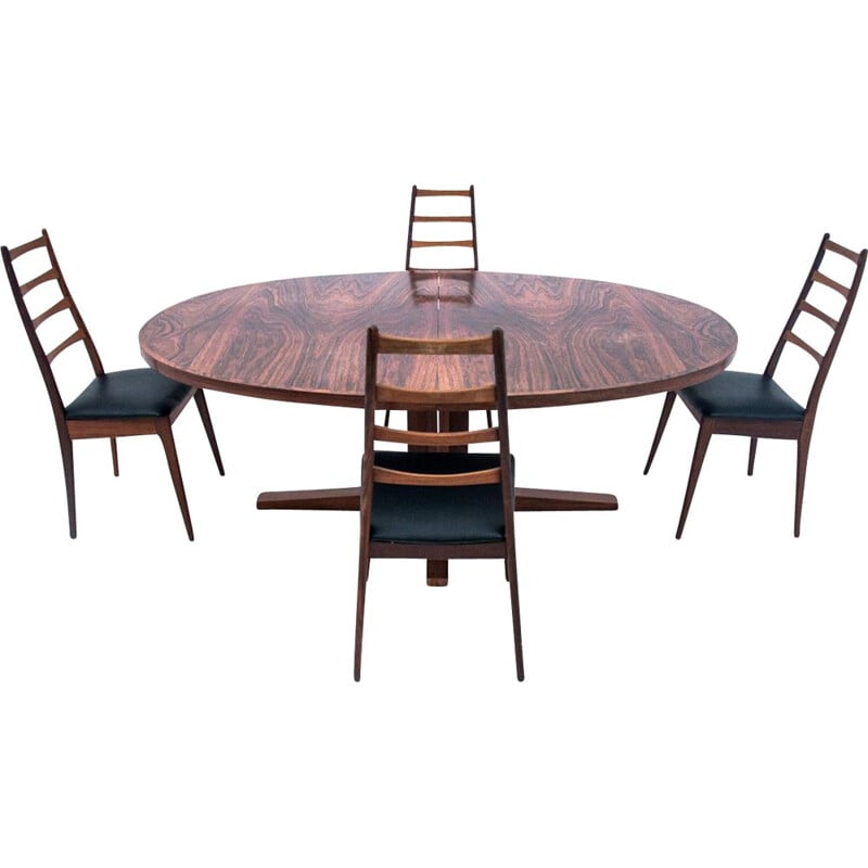 Vintage rosewood oval dining set by John Mortensen for Heltborg Møbler, Denmark 1960s