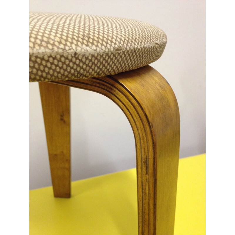 Wood and fabric stool - 1950s