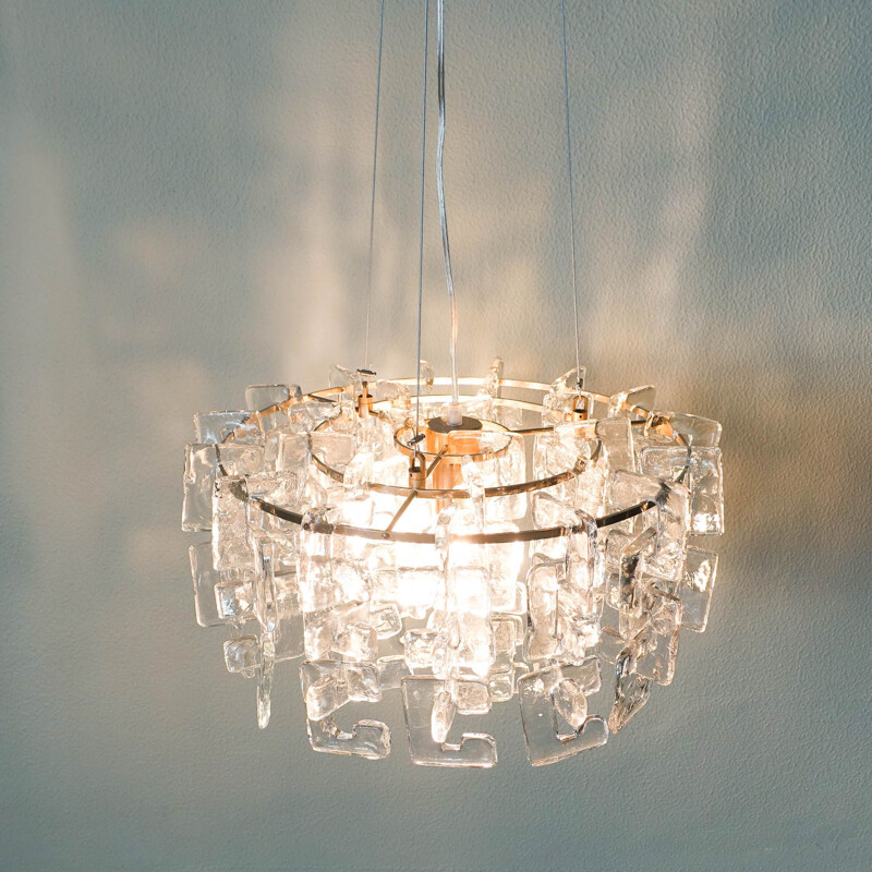 Vintage glass chandelier by Carlo Nason for Mazzega, Italy 1960