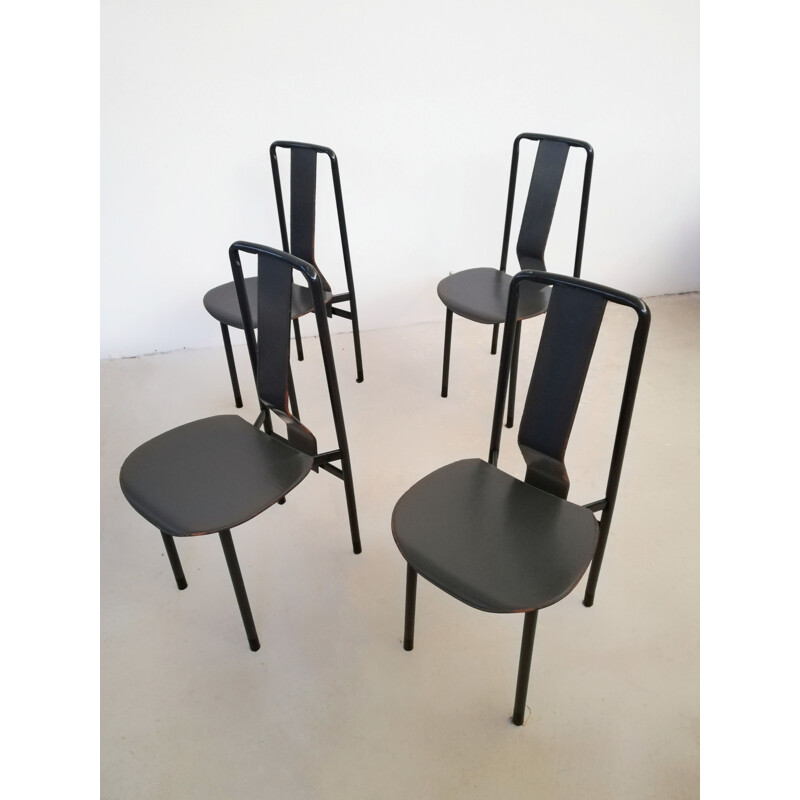 Set of 4 vintage Italian leather Irma chairs by Achille Castiglioni for Zanotta