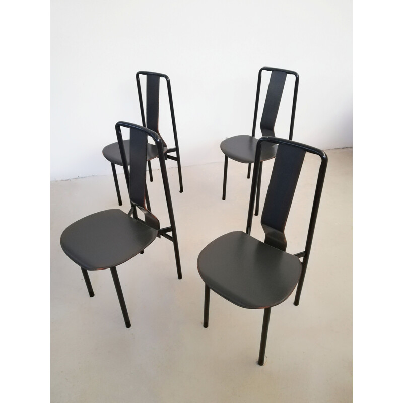 Satz von 4 Stühle Irma italienischen Vintage-Leder von Achille Castiglioni für Zanotta