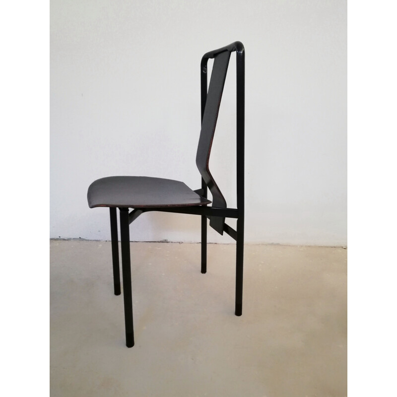 Set van 4 vintage Italiaanse Irma stoelen in leer van Achille Castiglioni voor Zanotta
